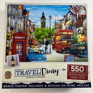MasterPieces Travel Diary 'London'‎ 550 Piece Jigsaw Puzzle Bonus Poster